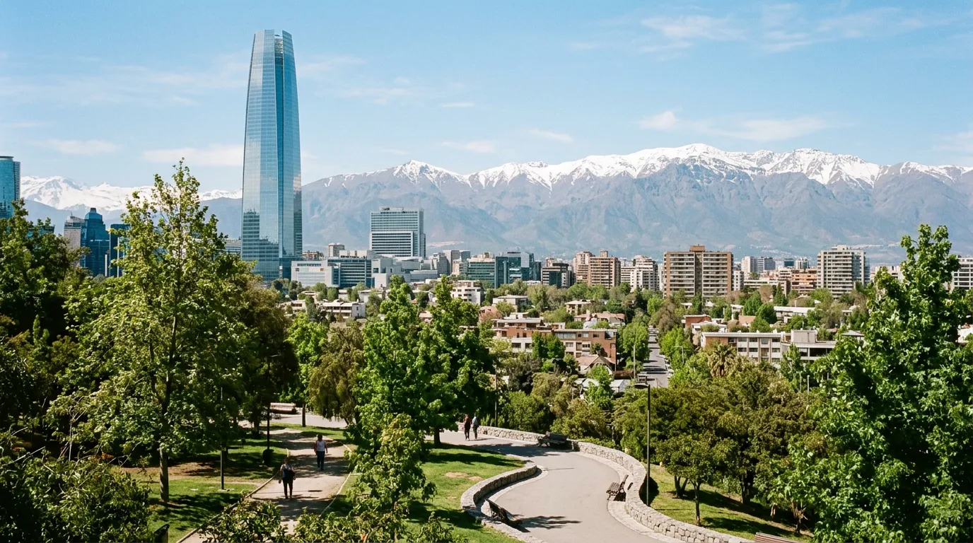 Costanera Center and the Andes above Santiago.