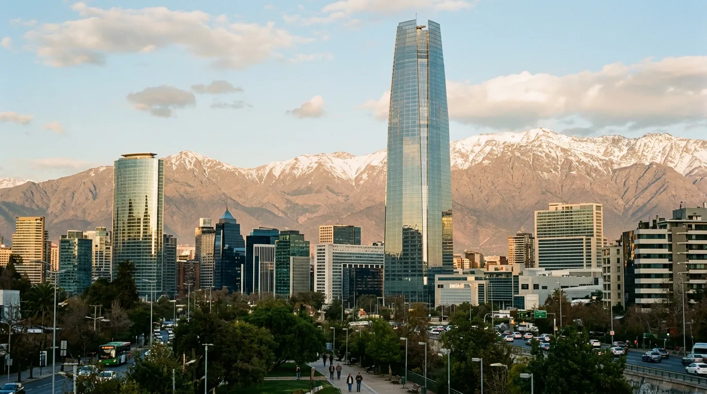 Costanera Center and the Andes above Santiago.