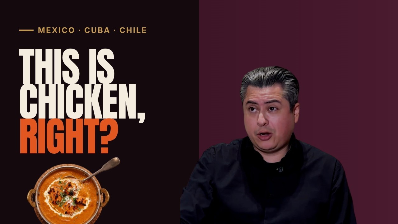 Still from the Indian Wine Society video, with a taster beside a butter chicken dish.